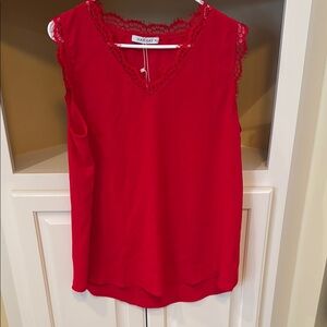 Women's Red Lace Trim Top